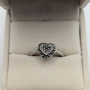 ❤️ Vintage Sterling Silver & Marcasite Heart Ring ✨